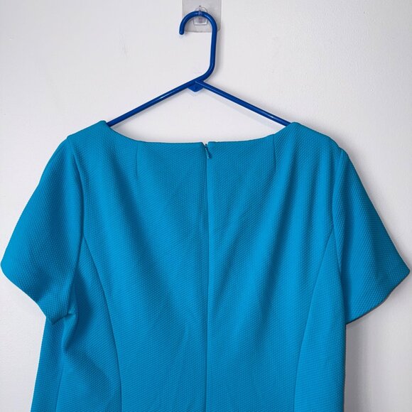 Nina McLemore Turquoise Textured Short-Sleeve Dress Size 14 - Picture 6 of 6